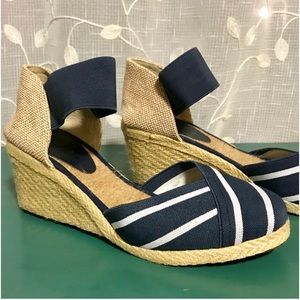 Ralph Lauren striped espadrille wedge sandals size 7.5